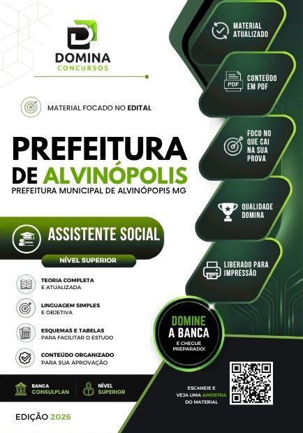 Apostila Assistente Social Alvinópolis MG - Edital 2026