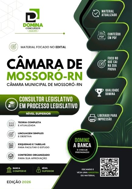 Apostila Consultor Legislativo em Processo Legislativo Mossoró RN - Edital 2026